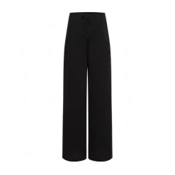 Women's Plus Size Cotton Linen Pants High Waist Solid Color Drawstring Wide Leg Comfy Breathable Quick Dry Micro-elastic Black White Dark Navy Blue Summer Spring Fall Loose Fit