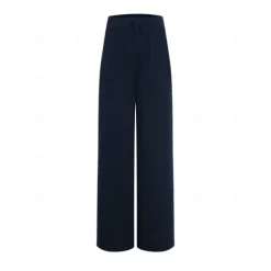 Women's Plus Size Cotton Linen Pants High Waist Solid Color Drawstring Wide Leg Comfy Breathable Quick Dry Micro-elastic Black White Dark Navy Blue Summer Spring Fall Loose Fit
