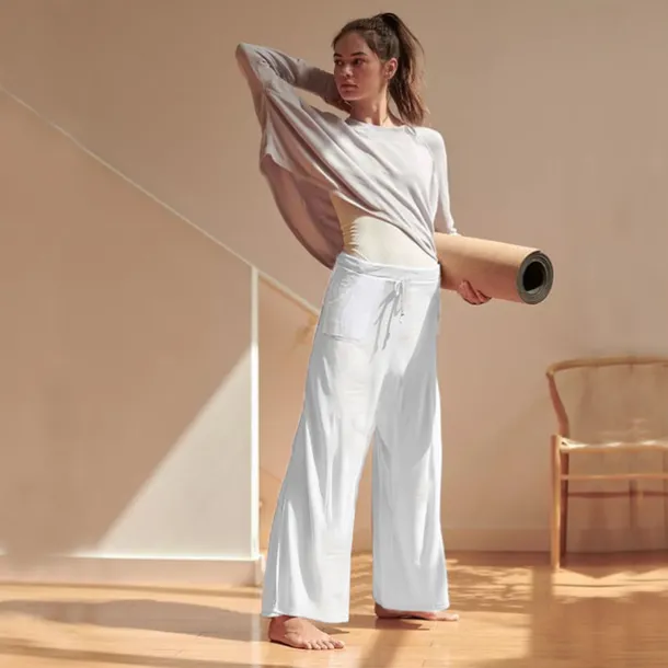 Women's Plus Size Cotton Linen Pants High Waist Solid Color Drawstring Wide Leg Comfy Breathable Quick Dry Micro-elastic Black White Dark Navy Blue Summer Spring Fall Loose Fit