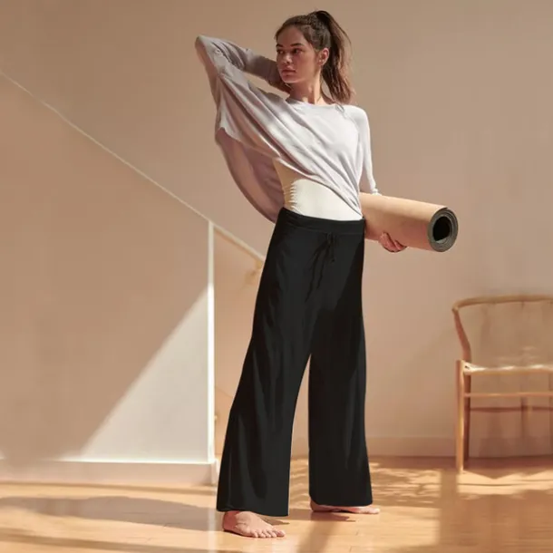 Women's Plus Size Cotton Linen Pants High Waist Solid Color Drawstring Wide Leg Comfy Breathable Quick Dry Micro-elastic Black White Dark Navy Blue Summer Spring Fall Loose Fit