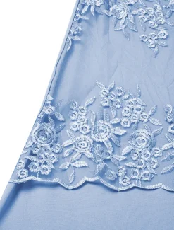 Women's Plus Size Knee Length Dress Lace Dress Dress Set Two Piece Dress Church Dress Elegant Classic Chinoiserie Formal Vacation Wedding Guest Regular Fit Pure Color Half Sleeve Crew Neck Light Blue