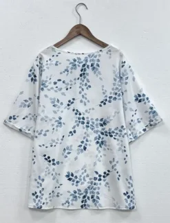 Women's Plus Size Linen-Inspired Shirts T Shirt Leaf Leaves Daily Casual Short Sleeve Crew Neck Daily White All Seasons