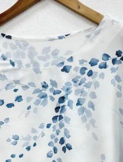 Women's Plus Size Linen-Inspired Shirts T Shirt Leaf Leaves Daily Casual Short Sleeve Crew Neck Daily White All Seasons