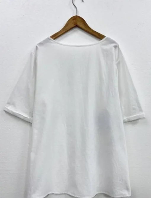 Women's Plus Size Linen-Inspired Shirts T Shirt Flower Daily Casual Short Sleeve Crew Neck Daily White All Seasons