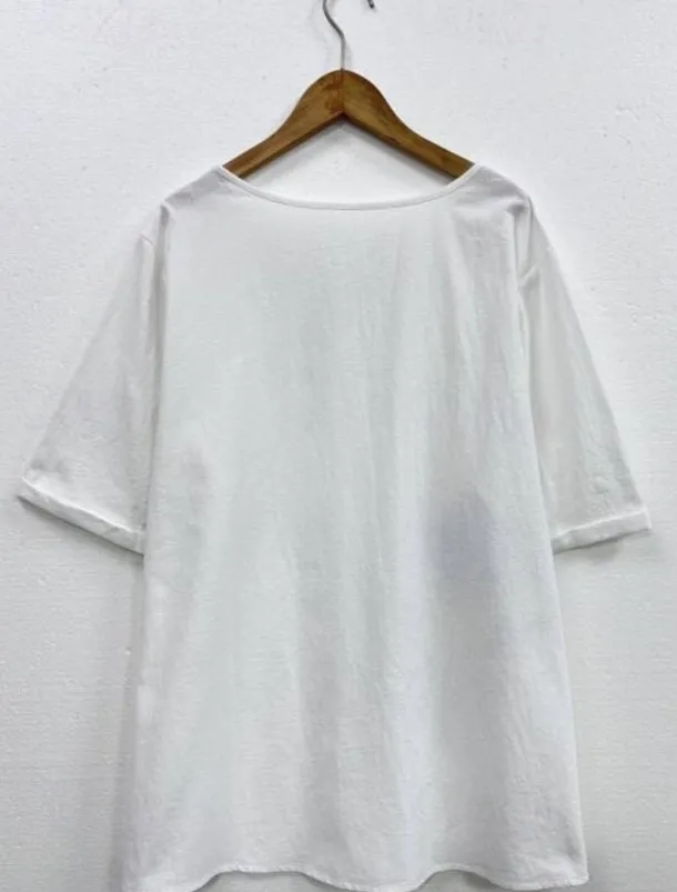 Women's Plus Size Linen-Inspired Shirts T Shirt Flower Daily Casual Short Sleeve Crew Neck Daily White All Seasons