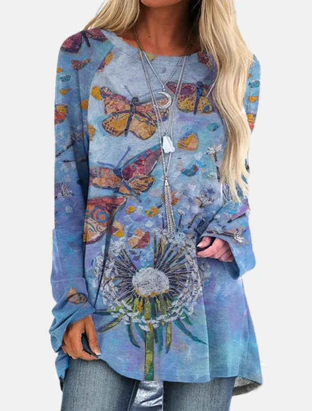 Women's Plus Size T Shirt Tunic Shirts Geometric Plaid Vintage Tunic Ethnic Long Sleeve Round Neck Long Tops Casual Print Marron Yellow Light Green Wine Red Fall & Winter Prefall