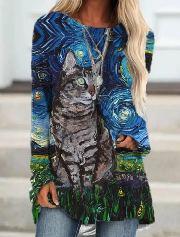 Women's Plus Size T Shirt Tunic Shirts Geometric Plaid Vintage Tunic Ethnic Long Sleeve Round Neck Long Tops Casual Print Marron Yellow Light Green Wine Red Fall & Winter Prefall