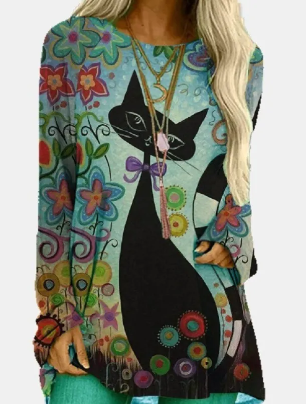 Women's Plus Size T Shirt Tunic Shirts Geometric Plaid Vintage Tunic Ethnic Long Sleeve Round Neck Long Tops Casual Print Marron Yellow Light Green Wine Red Fall & Winter Prefall