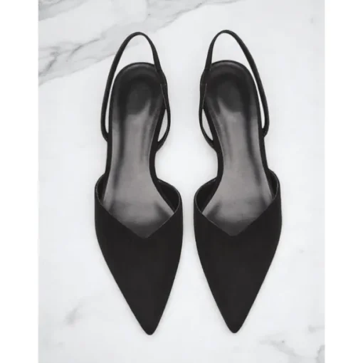 Women's Pointed Toe Slingback Pumps – Low Heel Faux Leather Heels for Elegant Office and Dress Occasions