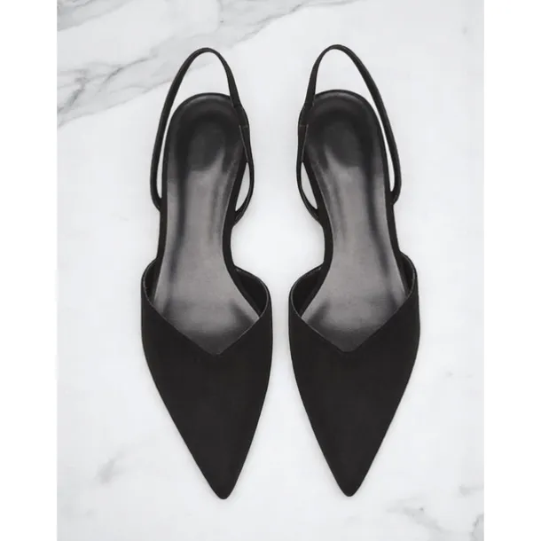 Women's Pointed Toe Slingback Pumps – Low Heel Faux Leather Heels for Elegant Office and Dress Occasions
