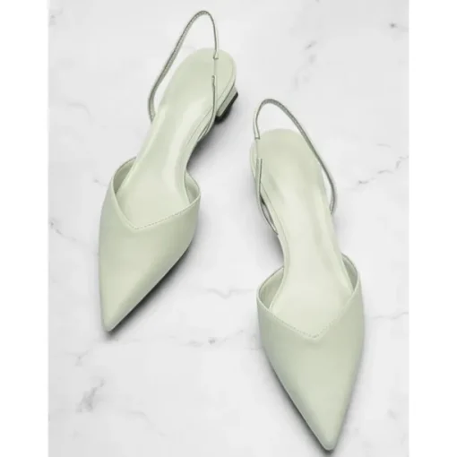 Women's Pointed Toe Slingback Pumps – Low Heel Faux Leather Heels for Elegant Office and Dress Occasions
