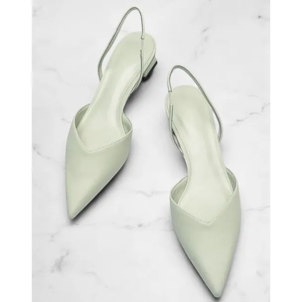 Women's Pointed Toe Slingback Pumps – Low Heel Faux Leather Heels for Elegant Office and Dress Occasions