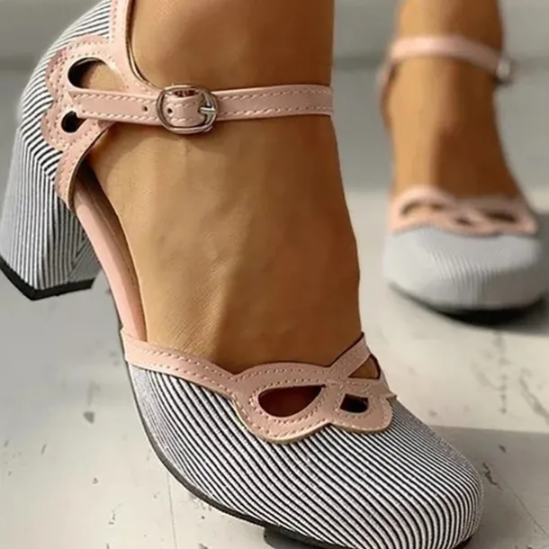 Women's Polka Dot Block Heel Mary Jane Shoes – Retro Round Toe Pumps with Ankle Strap for Casual Wear, Parties & Vintage Outfits