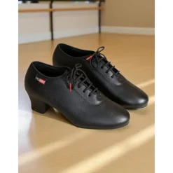 Women's Professional Dance Shoes - Burgundy Lace-Up Practice Heels with Comfortable Block Heel and Soft Leather Finish, Ideal for Ballroom, Latin and Jazz Dance Training