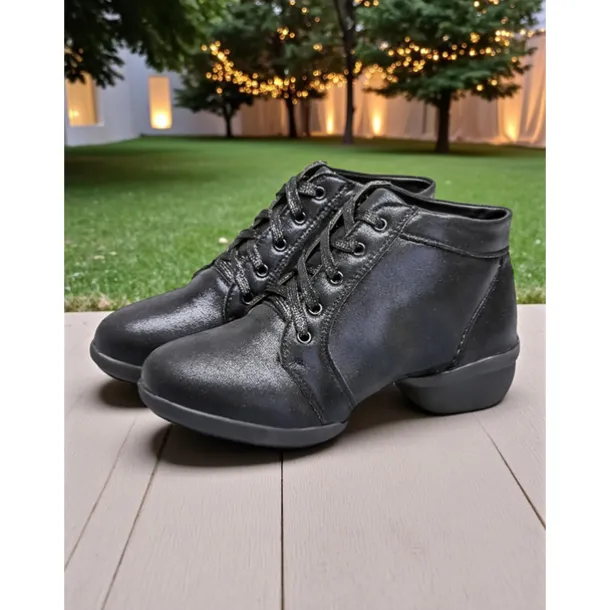 Women's Professional Dance Shoes - Burgundy Lace-Up Jazz and Practice Boots with Split Sole Design, Comfortable Soft Leather Footwear for Ballroom, Latin and Stage Performances