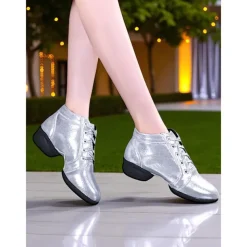 Women's Professional Dance Shoes - Burgundy Lace-Up Jazz and Practice Boots with Split Sole Design, Comfortable Soft Leather Footwear for Ballroom, Latin and Stage Performances