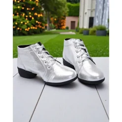 Women's Professional Dance Shoes - Burgundy Lace-Up Jazz and Practice Boots with Split Sole Design, Comfortable Soft Leather Footwear for Ballroom, Latin and Stage Performances