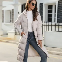 Women's Puffer Jacket Hoodie Jacket Hiking Windbreaker Winter Outdoor Thermal Warm Windproof Outerwear Winter Jacket Full Length Visible Zipper Fishing Camping / Hiking / Caving Traveling Black Red