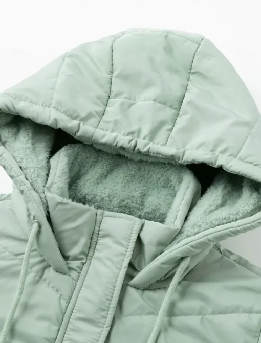 Women's Puffer Jacket Winter Windproof Jacket Winter Coat Comfortable Street Casual Daily Zipper Pocket Hoodie Casual Street Style Plain Regular Fit Outerwear Long Sleeve Winter Fall Green