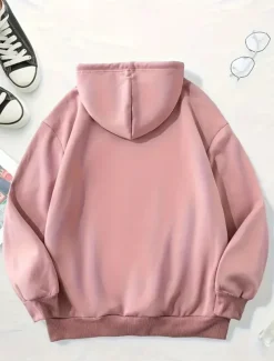 Women's Pullover Hoodie Sweatshirt Plain Casual Long Sleeve Hooded Regular Tops Street Dailywear Casual Print Black Pink Red Green Light Grey Fall Winter
