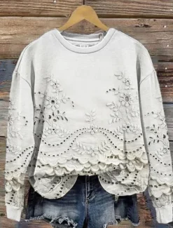 Women's Pullover Sweatshirt Floral Casual Long Sleeve Crew Neck Regular Tops Street Dailywear Casual Print Pink Blue Beige Spring Fall Winter