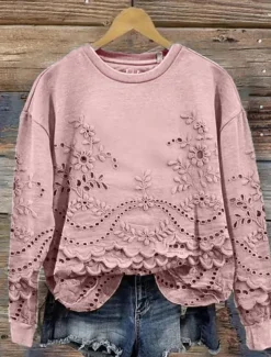 Women's Pullover Sweatshirt Floral Casual Long Sleeve Crew Neck Regular Tops Street Dailywear Casual Print Pink Blue Beige Spring Fall Winter