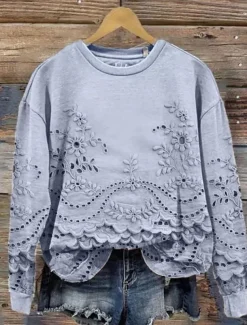 Women's Pullover Sweatshirt Floral Casual Long Sleeve Crew Neck Regular Tops Street Dailywear Casual Print Pink Blue Beige Spring Fall Winter