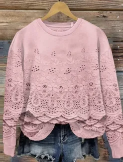 Women's Pullover Sweatshirt Floral Casual Long Sleeve Crew Neck Regular Tops Home Street Dailywear Print Pink Beige Light Blue Summer Spring Fall Winter