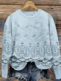 Women's Pullover Sweatshirt Floral Casual Long Sleeve Crew Neck Regular Tops Home Street Dailywear Print Pink Beige Light Blue Summer Spring Fall Winter