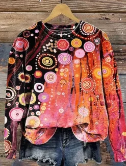 Women's Pullover Sweatshirt Floral Graphic Warm Vintage Fashion Long Sleeve Crew Neck Regular Tops Street Dailywear Casual Print Red Blue Fuchsia Brown Green Spring Fall Winter