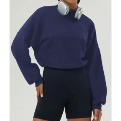 Women's Pullover Sweatshirt Hiking Jacket Sport Jacket Outdoor Warm Hiking Outfits Hiking Clothes Autumn / Fall Jacket Tennis Golf Running Solid Color Navy Pink Light Grey