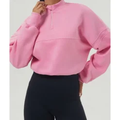 Women's Pullover Sweatshirt Hiking Jacket Sport Jacket Outdoor Warm Hiking Outfits Hiking Clothes Autumn / Fall Jacket Tennis Golf Running Solid Color Navy Pink Light Grey