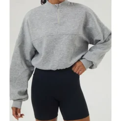 Women's Pullover Sweatshirt Hiking Jacket Sport Jacket Outdoor Warm Hiking Outfits Hiking Clothes Autumn / Fall Jacket Tennis Golf Running Solid Color Navy Pink Light Grey