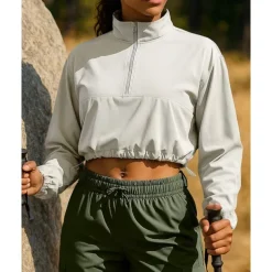 Women's Pullover Sweatshirt Hiking Jacket Sport Jacket Outdoor Sun Protection Breathable Quick Dry Hiking Outfits Hiking Clothes Autumn / Fall Jacket Tennis Golf Running Solid Color Black Cream Purple