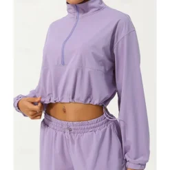 Women's Pullover Sweatshirt Hiking Jacket Sport Jacket Outdoor Sun Protection Breathable Quick Dry Hiking Outfits Hiking Clothes Autumn / Fall Jacket Tennis Golf Running Solid Color Black Cream Purple