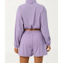 Women's Pullover Sweatshirt Hiking Jacket Sport Jacket Outdoor Sun Protection Breathable Quick Dry Hiking Outfits Hiking Clothes Autumn / Fall Jacket Tennis Golf Running Solid Color Black Cream Purple