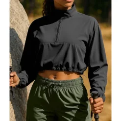 Women's Pullover Sweatshirt Hiking Jacket Sport Jacket Outdoor Sun Protection Breathable Quick Dry Hiking Outfits Hiking Clothes Autumn / Fall Jacket Tennis Golf Running Solid Color Black Cream Purple