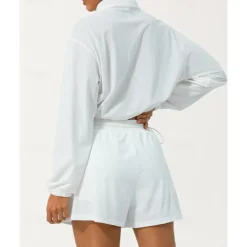 Women's Pullover Sweatshirt Hiking Jacket Sport Jacket Outdoor Sun Protection Breathable Quick Dry Hiking Outfits Hiking Clothes Autumn / Fall Jacket Tennis Golf Running Solid Color Black Cream Purple