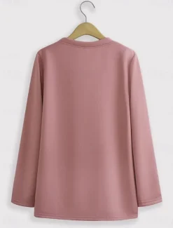 Women's Pullover Sweatshirt Letter Casual Comfrt Long Sleeve Crew Neck Regular Tops Street Dailywear Print Black Pink Blue Gray Fall Winter