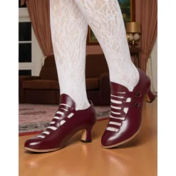 Women's Purple Edwardian Cage Strap Heels – Vintage 1900s-Inspired Faux Leather Kitten Heel Dress Shoes, Retro Costume Footwear for Historical Reenactment, Theater, and Gothic Lolita Style