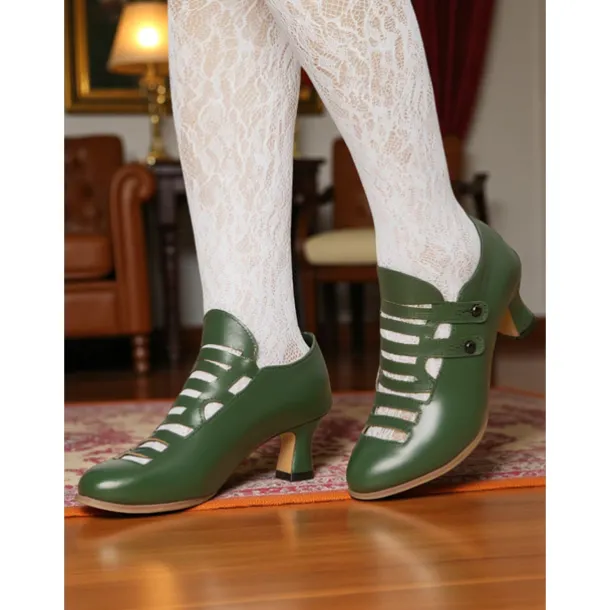 Women's Purple Edwardian Cage Strap Heels – Vintage 1900s-Inspired Faux Leather Kitten Heel Dress Shoes, Retro Costume Footwear for Historical Reenactment, Theater, and Gothic Lolita Style