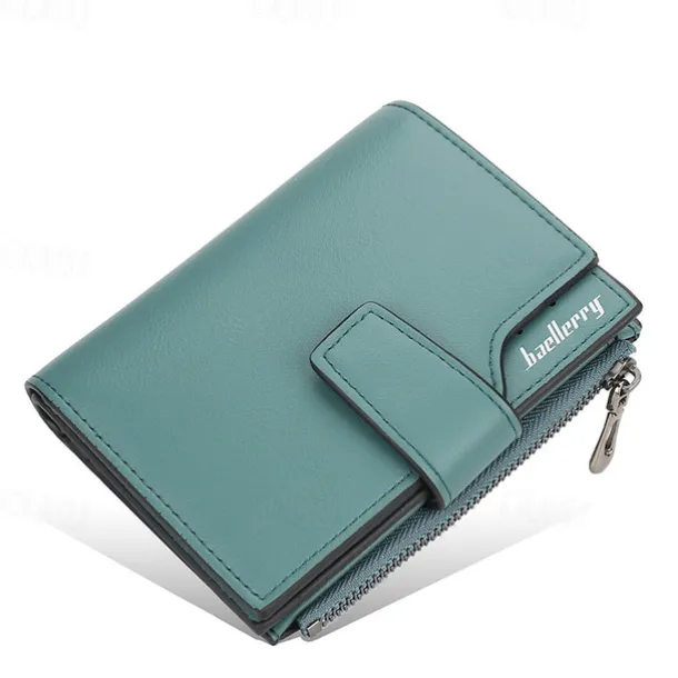 Women's Purple Faux Leather Bifold Wallet – Stylish Zipper Coin Purse with Card Holder for Daily Use and Gifts