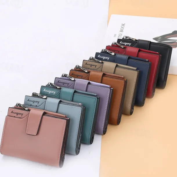 Women's Purple Faux Leather Bifold Wallet – Stylish Zipper Coin Purse with Card Holder for Daily Use and Gifts