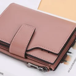 Women's Purple Faux Leather Bifold Wallet – Stylish Zipper Coin Purse with Card Holder for Daily Use and Gifts