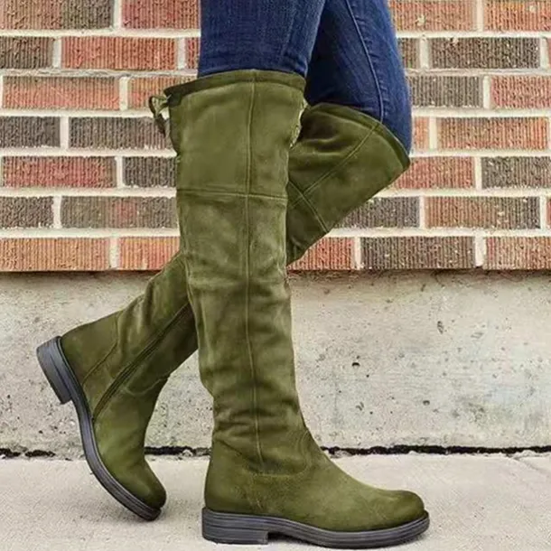 Women's Purple Over-the-Knee Suede Boots with Flat Heel - Stylish and Comfortable for Winter Casual Wear