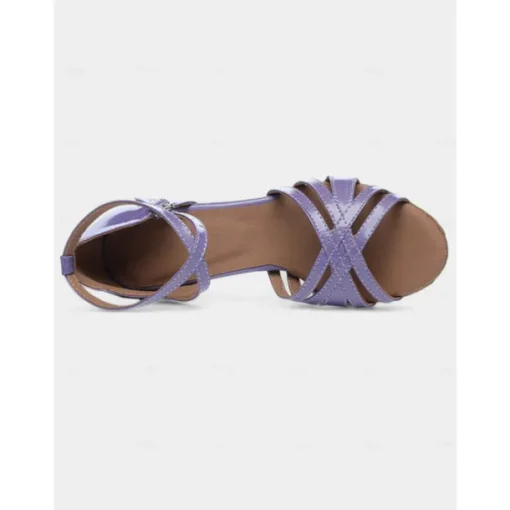 Women's Purple Strappy Latin Dance Shoes - Open-Toe High Heel Sandals for Salsa, Tango, and Ballroom Performances