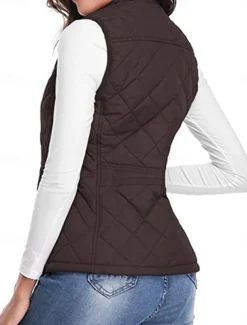 Women's Quilted Vest Crop Sleeveless Winter Coat Lightweight Puffer Gilet Warm Windproof Outerwear with Pockets Zip up Fall Street Casual Jacket Light Blue claret Sea Blue