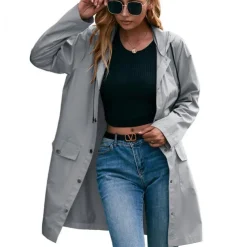 Women's Rain Jacket Waterproof Hiking Jacket Raincoat Windbreaker Winter Outdoor Quick Dry Lightweight Breathable Outerwear Hoodie Parka Trench Coat Camping Hunting Fishing Navy Green Dark