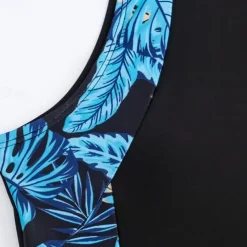 Women's Rash Guard One Piece Swimsuit Lightweight Sleeveless Bodysuit Bathing Suit Front Zip Swimming Surfing Beach Water Sports Tropical Printed Summer Spring Autumn