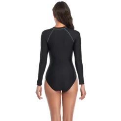 Women's Rash Guard One Piece Swimsuit UV Sun Protection UPF50+ Breathable Long Sleeve Bodysuit Bathing Suit Front Zip Swimming Surfing Beach Water Sports Patchwork Autumn / Fall Spring Summer